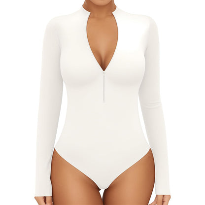 Autumn and winter fine thread zipper one-piece yoga suit high intensity training long sleeve one-piece onesie