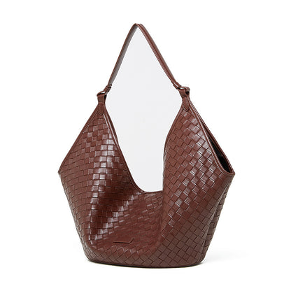 2025 New Women’s Large Capacity Tote Bag – Fashion Cowhide Woven Texture Shoulder Handbag for Work & School