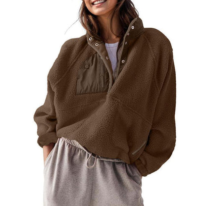Women’s Lightweight Fleece Pullover Jacket | Short Casual Autumn Coat