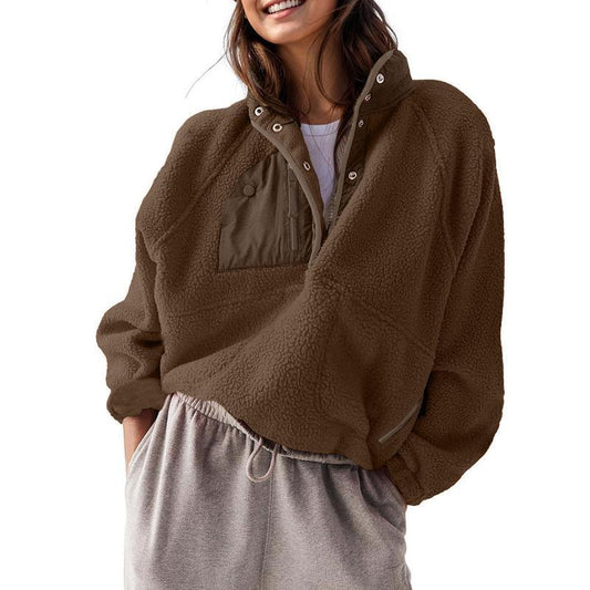 Women’s Lightweight Fleece Pullover Jacket | Short Casual Autumn Coat