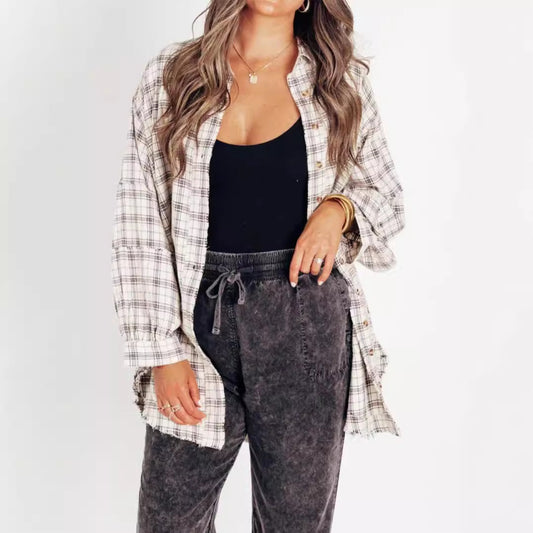 Autumn Fashion Tassel Cardigan | Loose Casual Plaid Shirt for Women