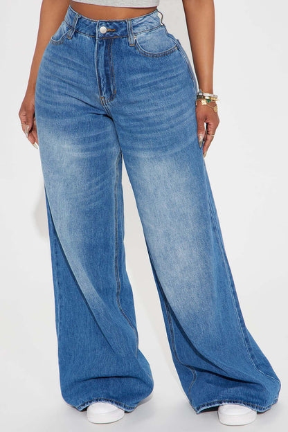 Women’s Y2K Vintage Washed Baggy Jeans | Wide-Leg Multi-Process Denim Pants