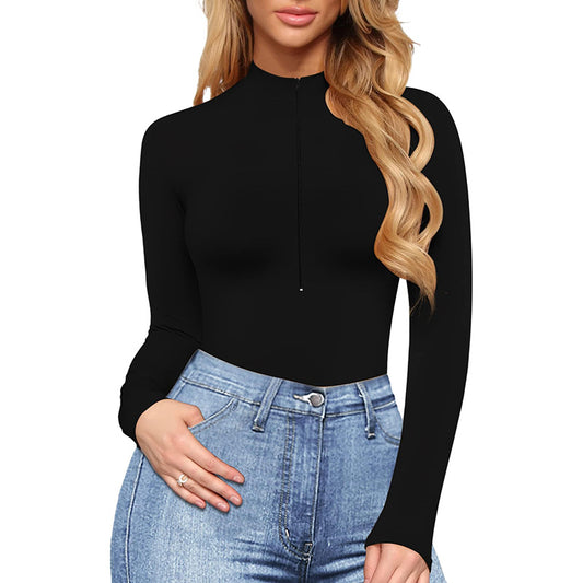 Autumn and winter fine thread zipper one-piece yoga suit high intensity training long sleeve one-piece onesie