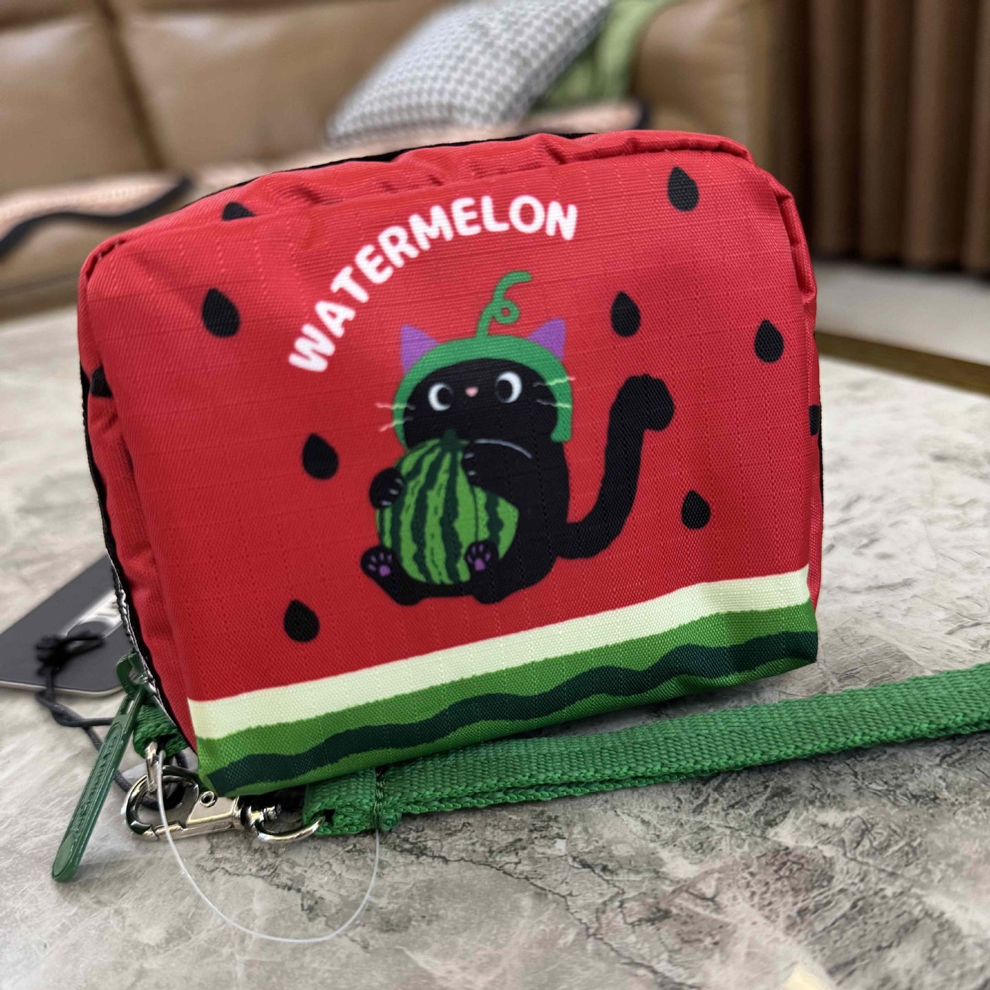 There are cute pet series cartoon change earphones makeup storage clutch bag 6701 with hand strap