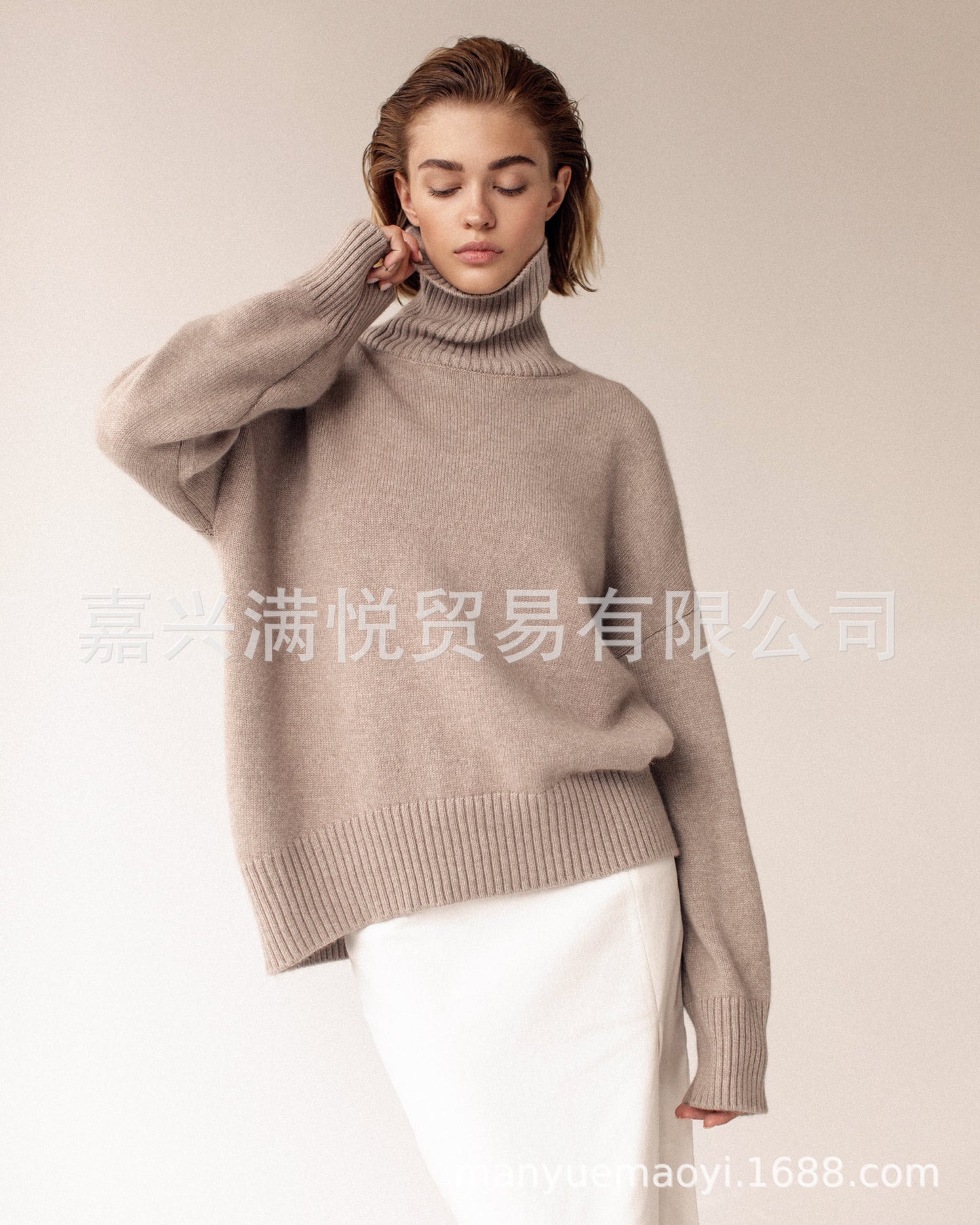 Thick Knit High Neck Sweater for Women | Fall & Winter Loose Fit Pullover
