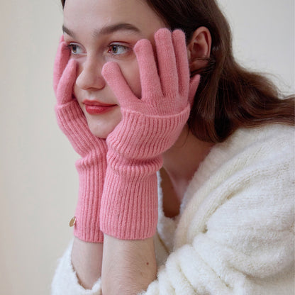 Women’s Wool Blend Detachable Knitted Gloves – Winter Warm Fingerless & Full-Finger Two-Way Touchscreen Gloves