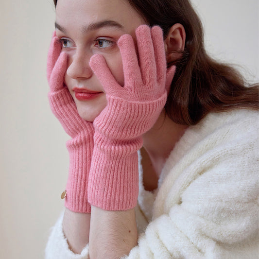 Women’s Wool Blend Detachable Knitted Gloves – Winter Warm Fingerless & Full-Finger Two-Way Touchscreen Gloves