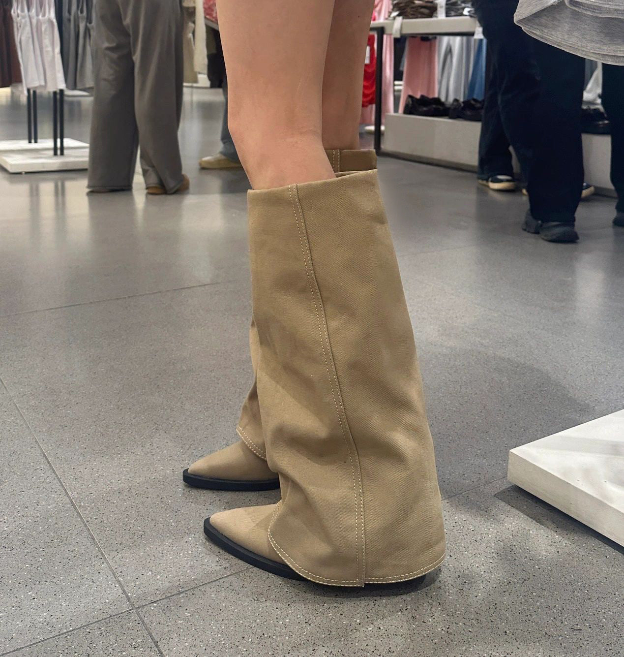 Sheepskin Leather Knee-High Boots | Chunky Heel, Wide Calf, Thick Sole, and Riding Boots Style