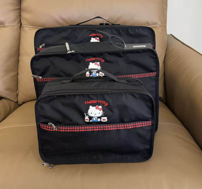 Cartoon unmarked new black Kt cat portable storage bag three-piece clothing bag finishing bag clothing storage bag