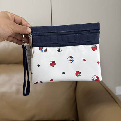 Women's hand rope, hand bag, two zippers, cosmetic bag, change bag, mobile phone bag.