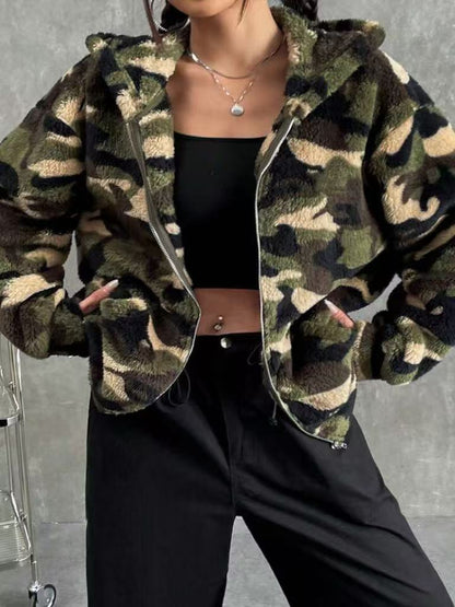 Women’s Double-Sided Plush Zip-Up Hoodie – Casual Autumn Winter Fleece Jacket