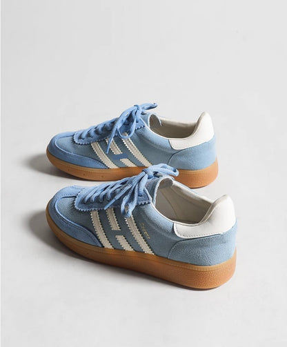 Women’s Retro Colorblock Sneakers – Raspberry Bear Classic Flat Casual Training Shoes