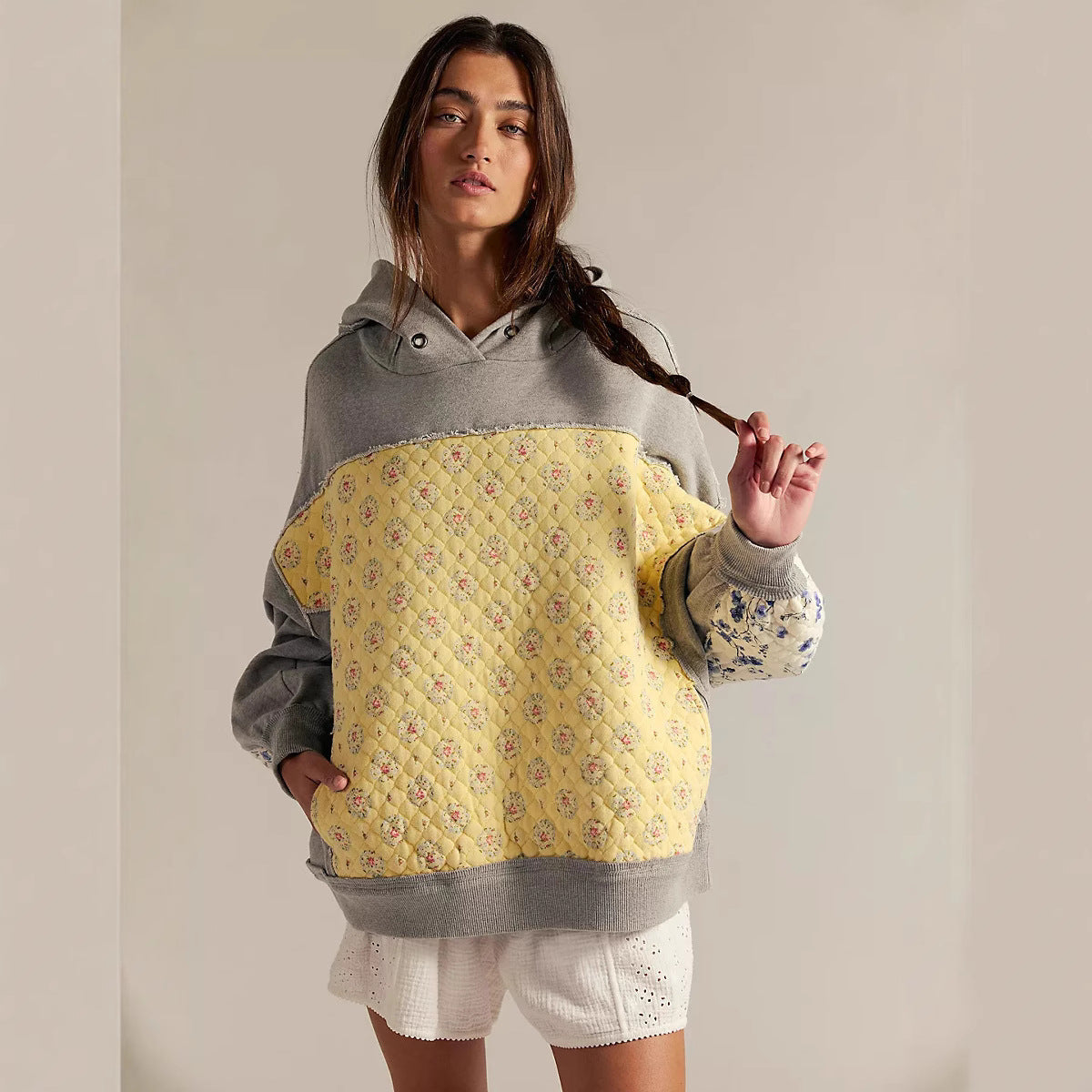 Women’s Embroidered Hoodie | Fall Winter Patchwork Pullover Casual Sweatshirt