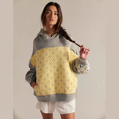 Women’s Embroidered Hoodie | Fall Winter Patchwork Pullover Casual Sweatshirt