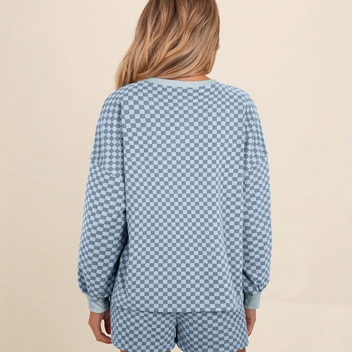 2025 Autumn New Arrival | Women’s Drawstring Casual Two-Piece Set – Trendy Plaid Print, Long-Sleeve Fashion Tracksuit