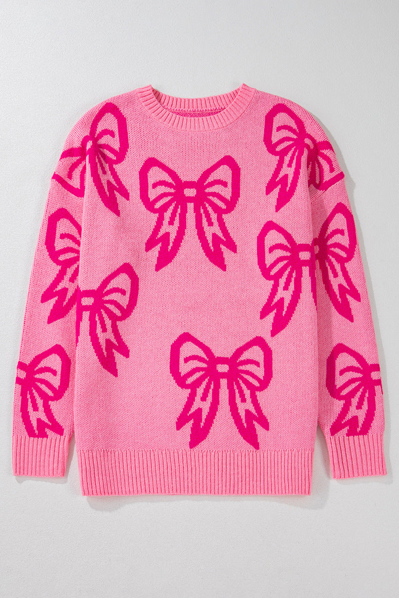 2025 Fall New Women’s Knit Sweater – Trendy Long Sleeve Printed Thick Pullover
