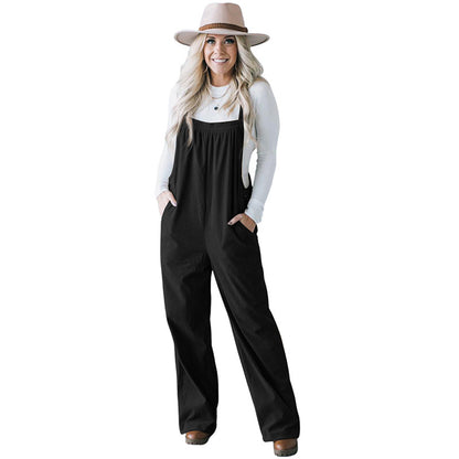 Autumn 2025 Women’s Corduroy Overalls – Solid Color Multi-Pocket Jumpsuit