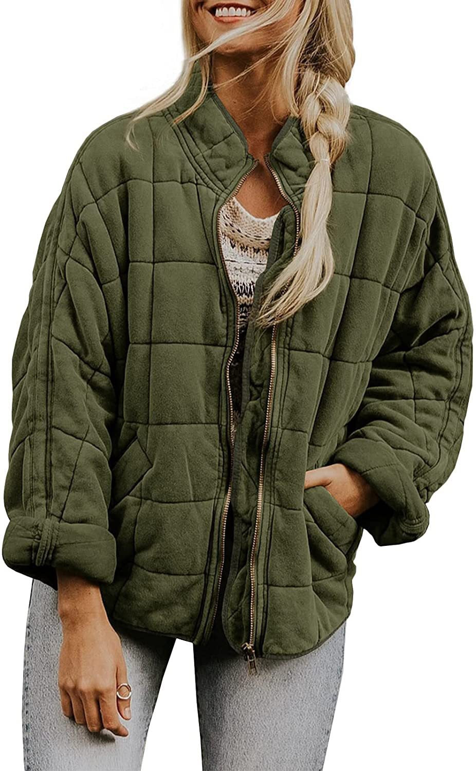 ✨ Solid Color Stand Collar Cotton Jacket for Women – Loose Fit Long Sleeve Pocket Coat