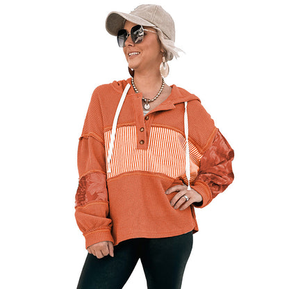 2025 Autumn New Arrival | Women’s Drawstring Hooded Sweatshirt – Trendy Graphic Print, Loose Fit, Long-Sleeve Pullover