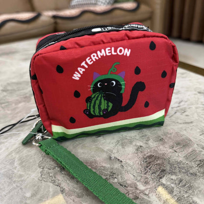 There are cute pet series cartoon change earphones makeup storage clutch bag 6701 with hand strap