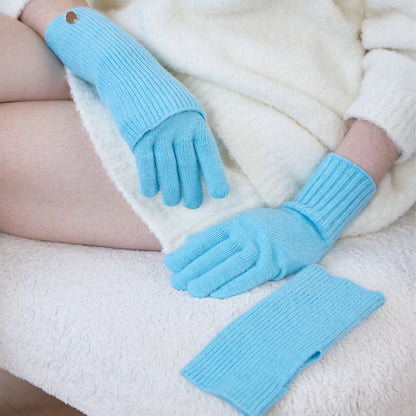 Women’s Wool Blend Detachable Knitted Gloves – Winter Warm Fingerless & Full-Finger Two-Way Touchscreen Gloves