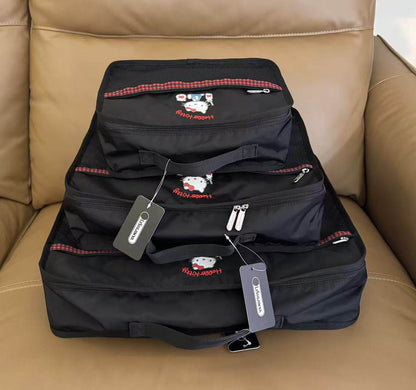 Cartoon unmarked new black Kt cat portable storage bag three-piece clothing bag finishing bag clothing storage bag