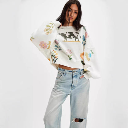 Women’s Printed Sweatshirt | Fashion Loose Casual Pullover Top