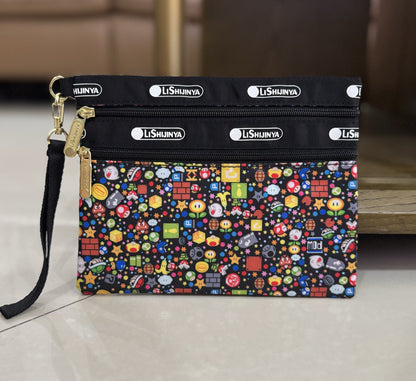 Women's hand rope, hand bag, two zippers, cosmetic bag, change bag, mobile phone bag.