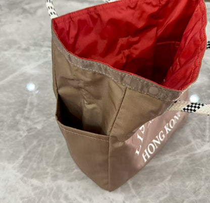 Handbag female letter printing nylon handbag small tote bag tote bag 1114 outer brown inner orange