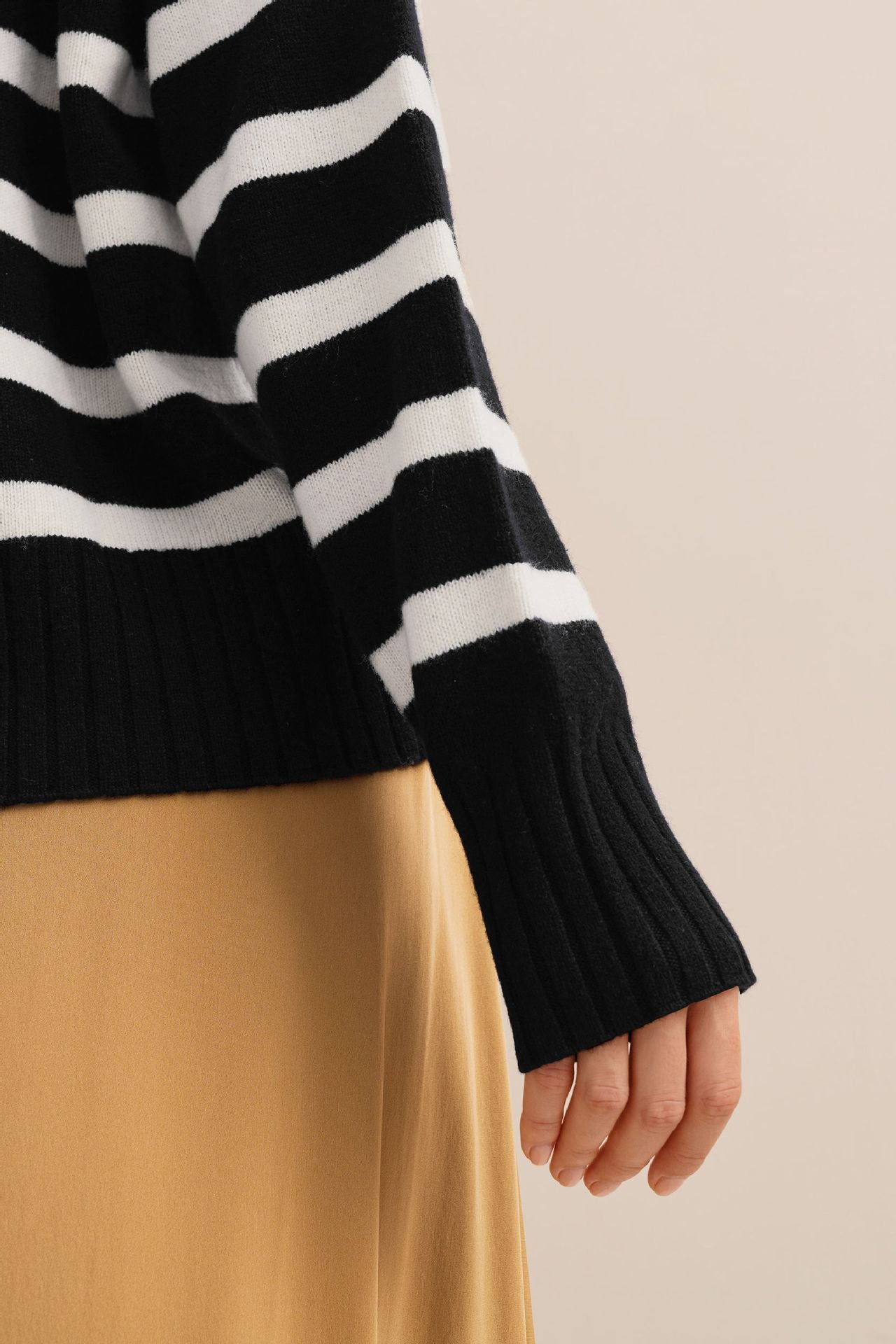 Women’s Autumn Winter Knit Sweater – Loose Fit Colorblock Polo Collar Pullover