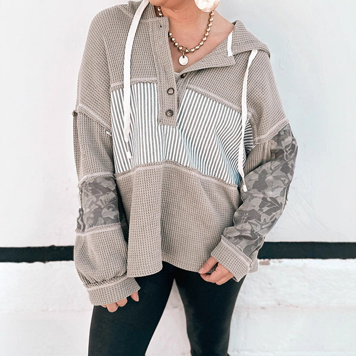 2025 Autumn New Arrival | Women’s Drawstring Hooded Sweatshirt – Trendy Graphic Print, Loose Fit, Long-Sleeve Pullover