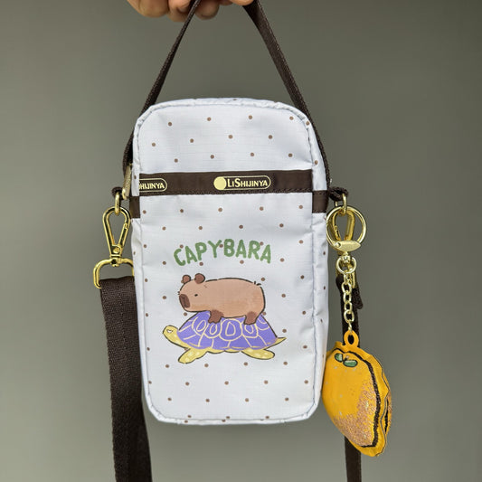 LOGO English different new shoulder messenger handbag kapibara cartoon mobile phone bag 3505