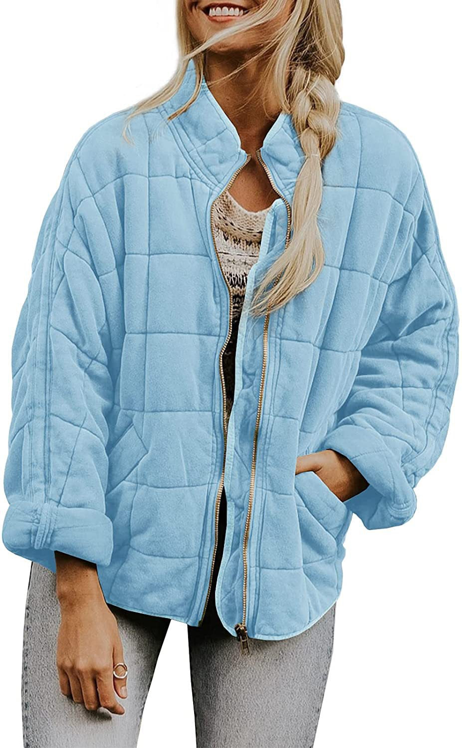 ✨ Solid Color Stand Collar Cotton Jacket for Women – Loose Fit Long Sleeve Pocket Coat