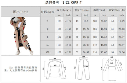 Women’s Long Striped Knit Cardigan | Oversized Loose Fit Long Sleeve Sweater Coat