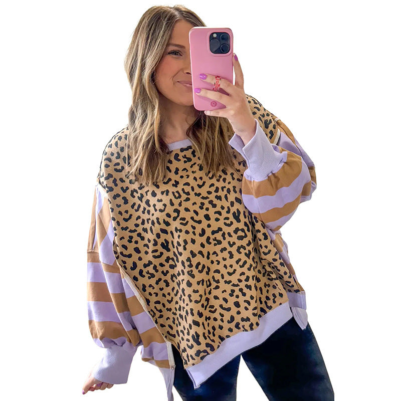 New Women’s Pullover Sweatshirt | Trendy Leopard Print Long Sleeve Top