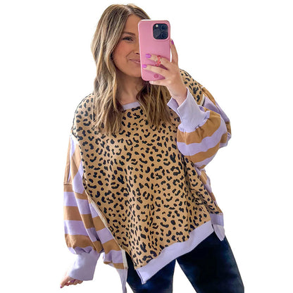 New Women’s Pullover Sweatshirt | Trendy Leopard Print Long Sleeve Top
