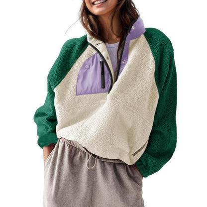 Women’s Lightweight Fleece Pullover Jacket | Short Casual Autumn Coat