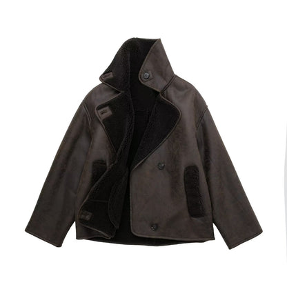 Women’s Shearling Jacket | Oversized Double-Sided Suede Coat · Thick Warm Winter Streetwear