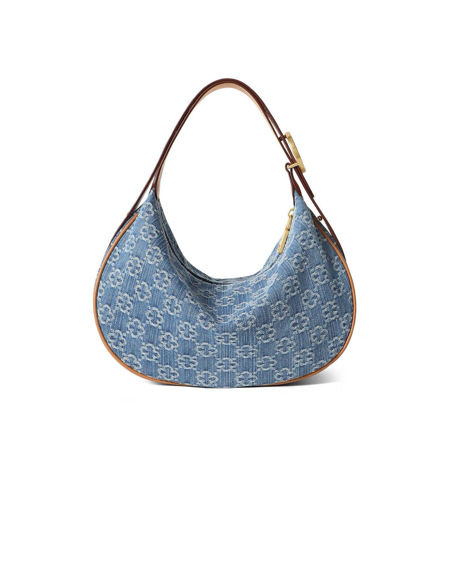New Denim Washed Canvas Shoulder Bag – Casual Half Moon Crossbody Underarm Bag