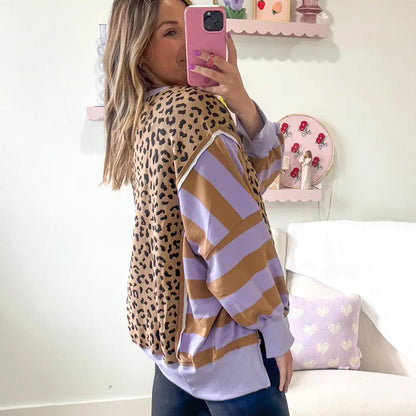New Women’s Pullover Sweatshirt | Trendy Leopard Print Long Sleeve Top