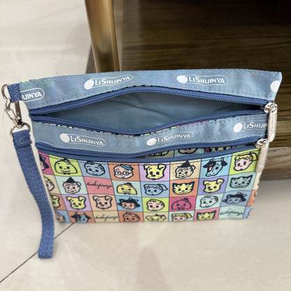 Women's hand rope, hand bag, two zippers, cosmetic bag, change bag, mobile phone bag.