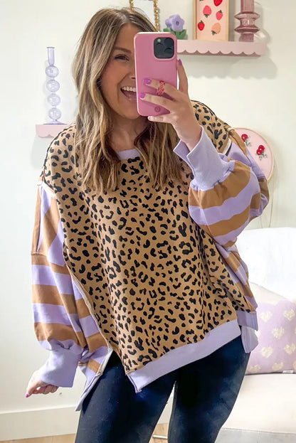 New Women’s Pullover Sweatshirt | Trendy Leopard Print Long Sleeve Top