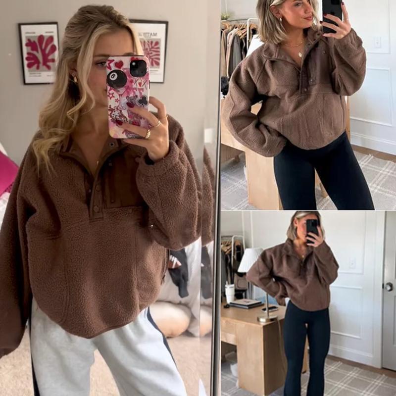 Women’s Lightweight Fleece Pullover Jacket | Short Casual Autumn Coat