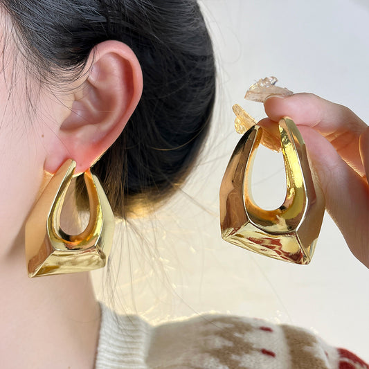 Irregular Geometric Metal Earrings | Women’s Minimalist Luxury Cold Style Jewelry
