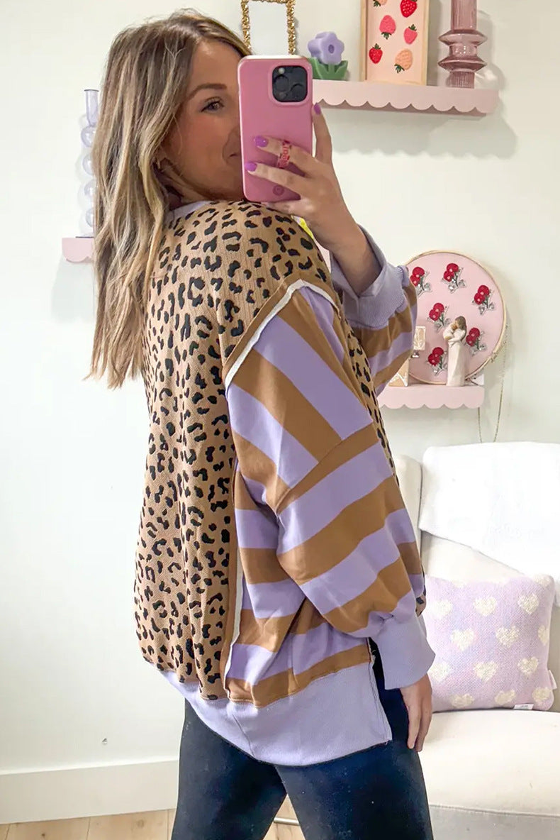 New Women’s Pullover Sweatshirt | Trendy Leopard Print Long Sleeve Top