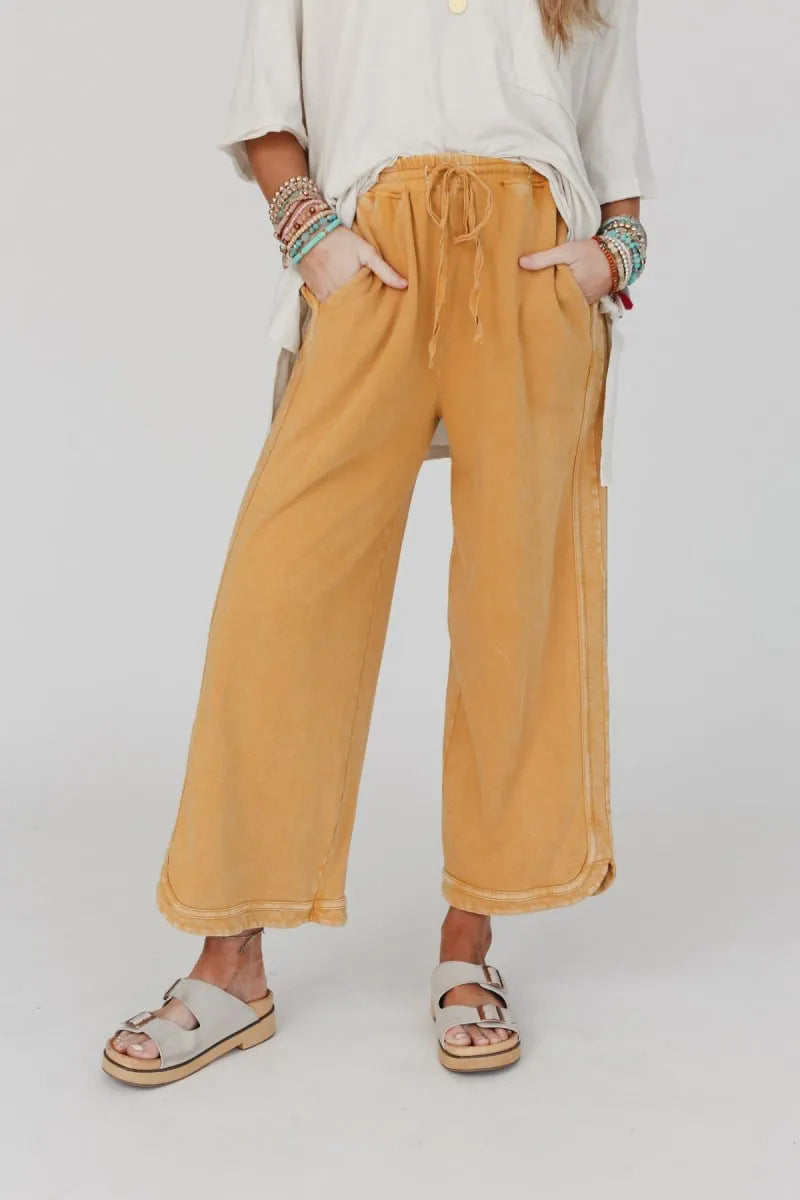2025 Vintage Washed Casual Drawstring Pants | Women’s Retro Relaxed Fit Trousers