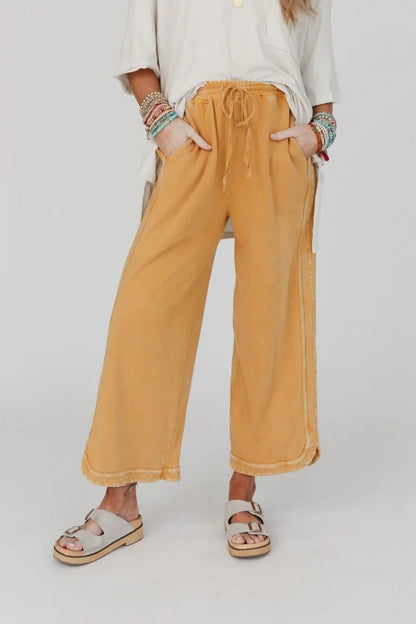 2025 Vintage Washed Casual Drawstring Pants | Women’s Retro Relaxed Fit Trousers