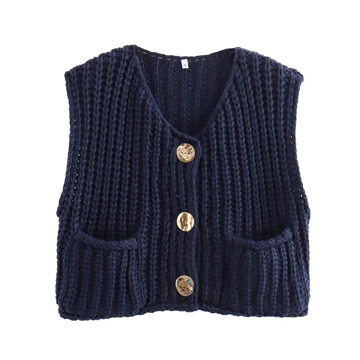 Women’s Chunky Knit Sleeveless Vest | V-Neck Fashionable Short Sweater Top