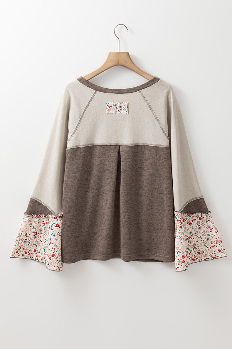 Fall New Women’s Sweatshirt – Casual Loose Pullover Long Sleeve Top with Multi-Color Print