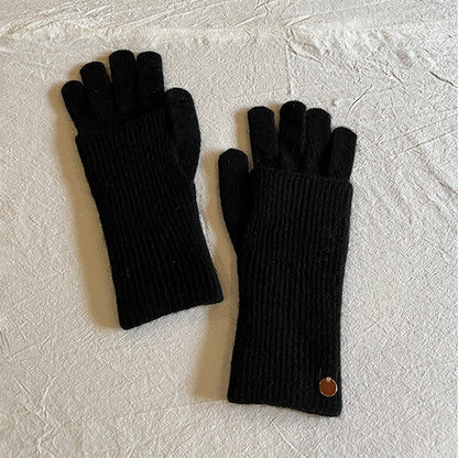 Women’s Wool Blend Detachable Knitted Gloves – Winter Warm Fingerless & Full-Finger Two-Way Touchscreen Gloves